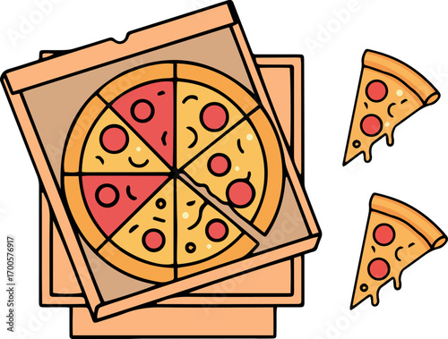 Illustration of a pizza pan in a box.