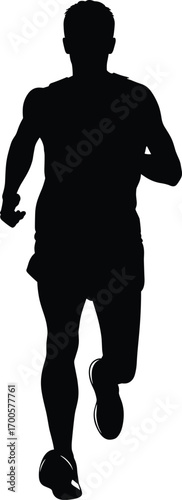Front View Silhouette of a Man RunningFront View Silhouette of a Man Running