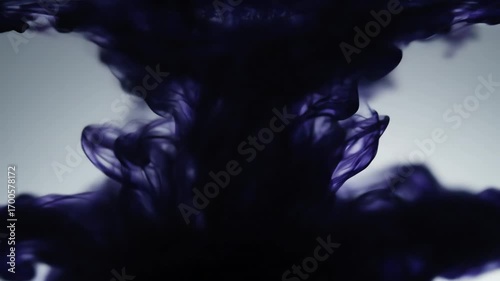 Black Ink Cloud Swirling in Clear Water
