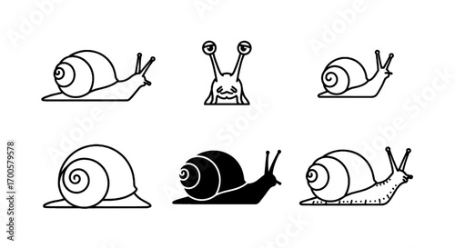 Snail Icons Simple Line Art Designs