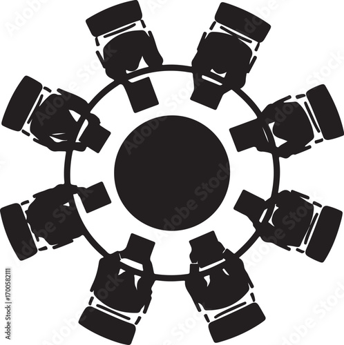 Business Meeting Around Round Table Silhouette