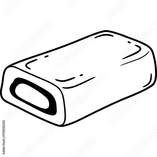 Minimalist vector illustration depicting a tempting sweet food item, a rolled dessert with a creamy center, ideal for various design projects