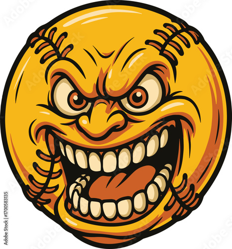 Softball Ball Face Vector EPS File | High Quality Editable Design, Digital Clipart, Scalable Graphic Illustration, Print Ready Artwork, Creative Template Download