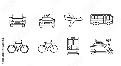 Set of Various Transportation Icons for Digital and Print Use