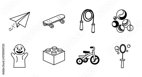 Kids' Toys Line Icons Set