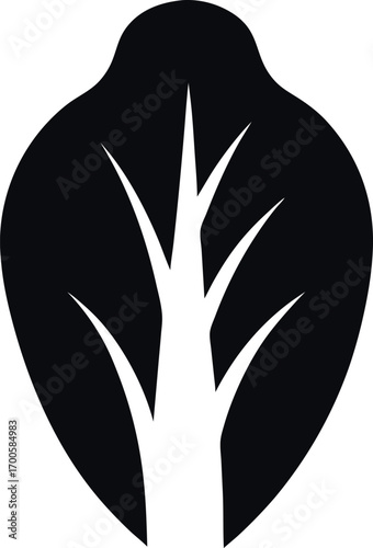 Stylized Bok Choy Leaf with Tree Vein Silhouette