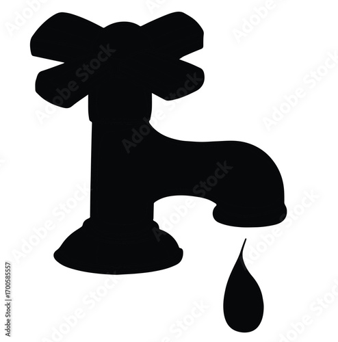 Cute cartoon hand drawn vector water tap silhouette.