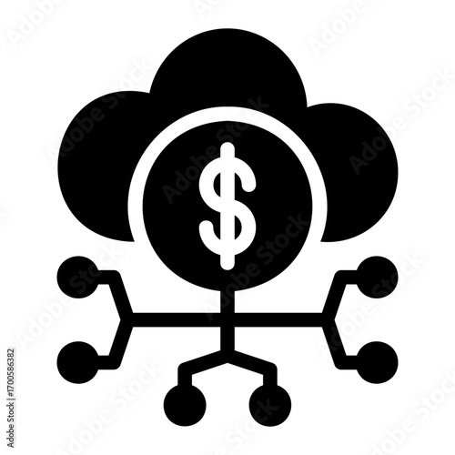 cloud mining glyph icon