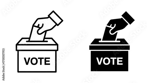Voting Box Icons Depicting Democracy and Civic Participation in Elections and Political Processes Representing Citizens Rights and Responsibilities