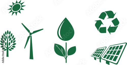 Green Energy and Environmental Sustainability Icons