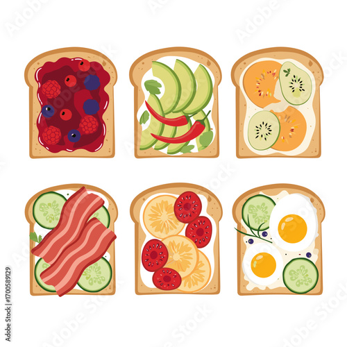 Delicious and healthy breakfast toasts with fresh fruits vegetables and eggs a perfect start to your day