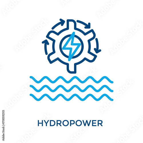 Hydropower Icon Outline color Style. Vector Illustration For Graphic Design