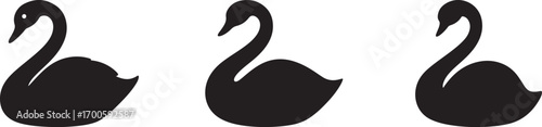 Swan  silhouette on white background