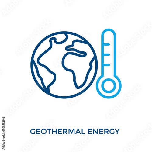 Geothermal Energy Icon Outline color Style. Vector Illustration For Graphic Design