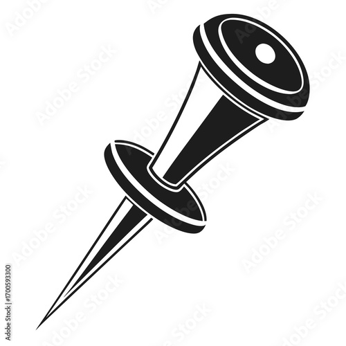Black and white illustration of a single push pin