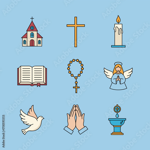 All Saints Day Icons Set Illustration