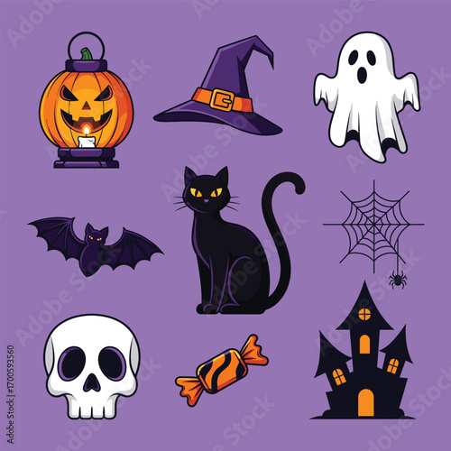 Halloween Party Icons Set Illustration
