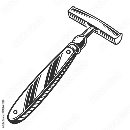 Vintage straight razor illustration for shaving and grooming