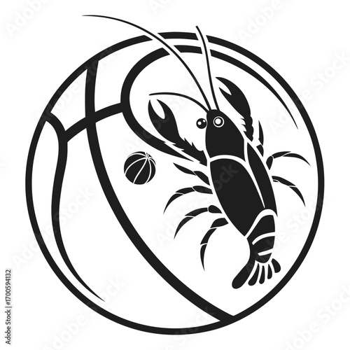 Basketball and crayfish logo design