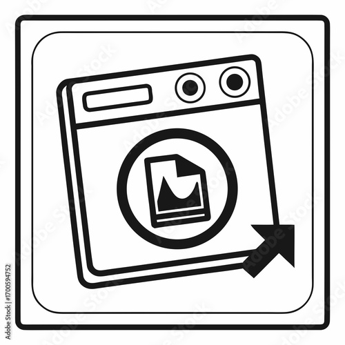 Icon representing digital file transfer or upload from a device