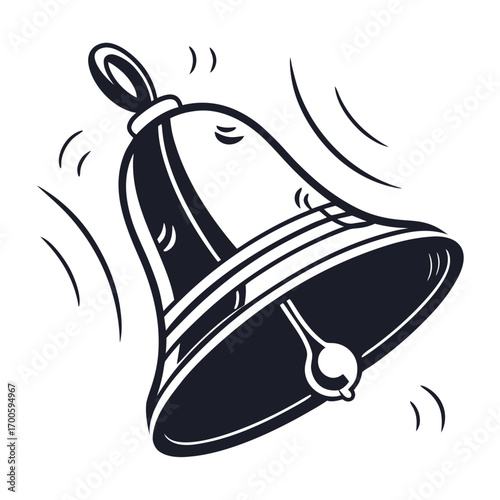 Vintage style ringing bell illustration with sound waves