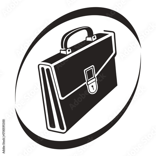 Black and white icon of a briefcase with a lock