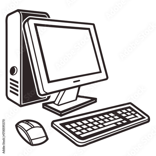 Classic desktop computer with monitor keyboard and mouse