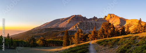 Summer sunrise panorama of Wheeler Peak located in Great Basin National Park, Nevada.