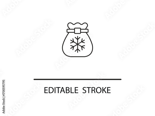 Get cozy with this festive winter holiday icon featuring a snowflake on a sack, perfect for Christmas promotions and seasonal designs.