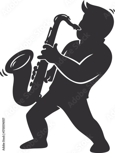musician plays saxophone illustration - vector