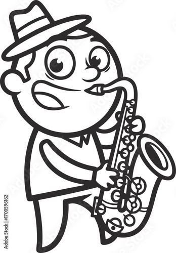 musician plays saxophone illustration - vector