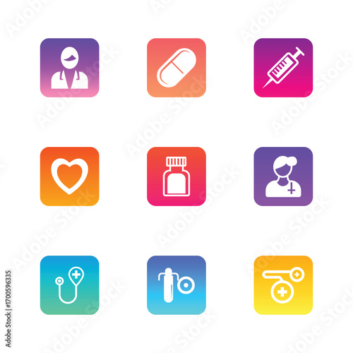 Medical Icons Set, Healthcare, Hospital, Doctor, Medicine, First Aid