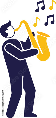 musician plays saxophone illustration - vector