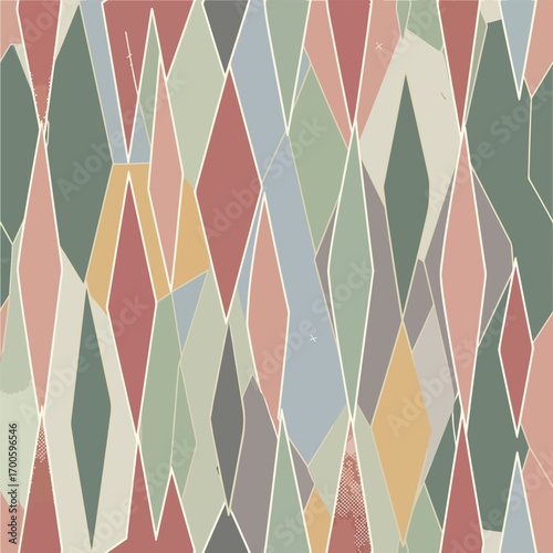 Abstract geometric pattern featuring diamonds and muted pastel colors design, patern seamless, Stock royalty.