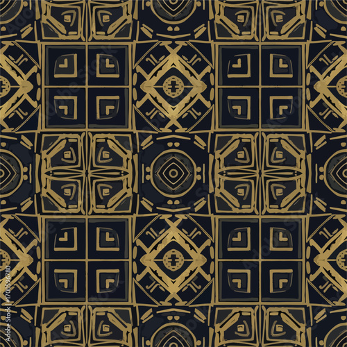 Abstract geometric pattern featuring bold shapes and lines in a seamless design, seamless pattern, Stock royalty free image.