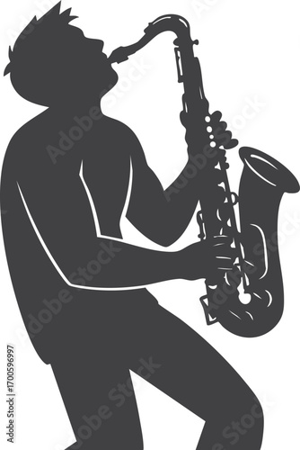 musician plays saxophone illustration - vector