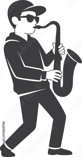 musician plays saxophone illustration - vector