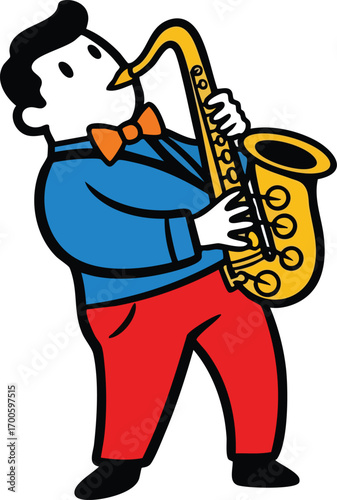 musician plays saxophone illustration - vector