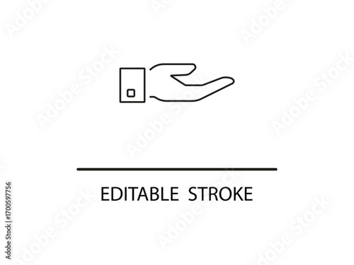 Offering hand gesture in minimal outline style signifies help, support, donation, or giving, perfect for web design and social media marketing.