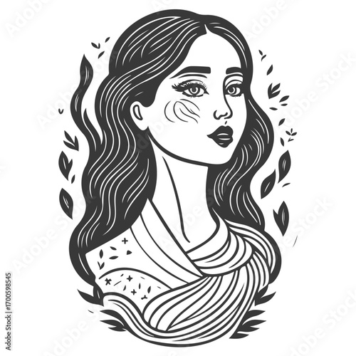 beautiful young woman history month day illustration grey