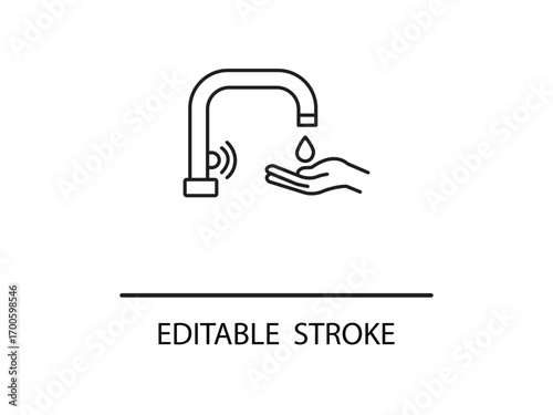 Promote hygiene with this automated faucet design showing water conservation and handwashing for public health and safety campaigns.