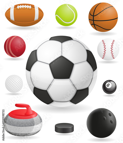 balls for sport game cartoon stock vector illustration isolated on white background