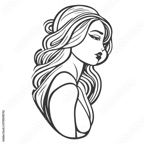 beauty girl illustration grey