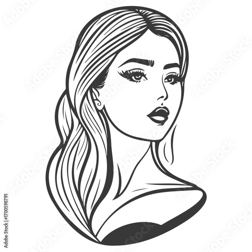 beauty girl illustration grey