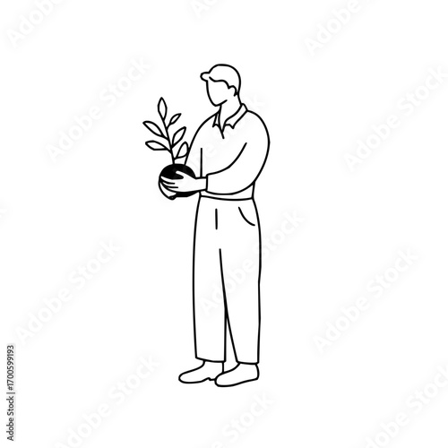 Man plant gardening gardener nature agriculture growth sustainable environment eco friendly organic seedling care