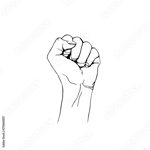 Raised fist hand gesture revolution protest power symbol human rights clenched fist solidarity vector art