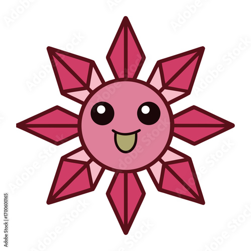 Snowflake vector art design with face and colorful