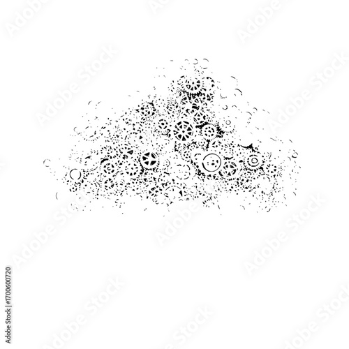 Abstract gears mechanism design illustration with cogwheel elements technical drawing concept illustration