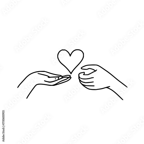 Heart hands love relationship care giving sharing romance affection kindness togetherness connection drawing art