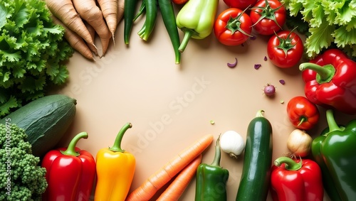 Food background with assortment of fresh organic vegetables




